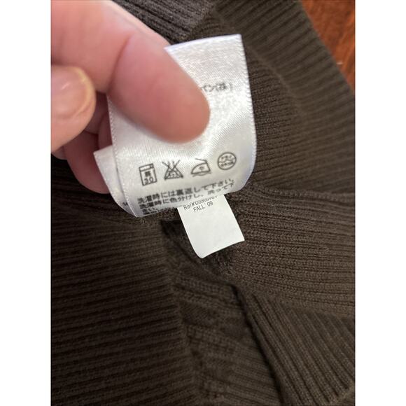 Eddie Bauer Brown Cable Knit V-Neck Sweater M Y2K Preppy Retro Classic Cotton - Picture 4 of 7